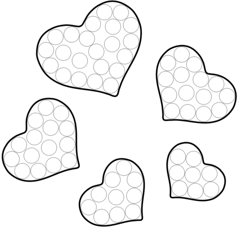 Revolving Hearts Dot Art Coloring Page